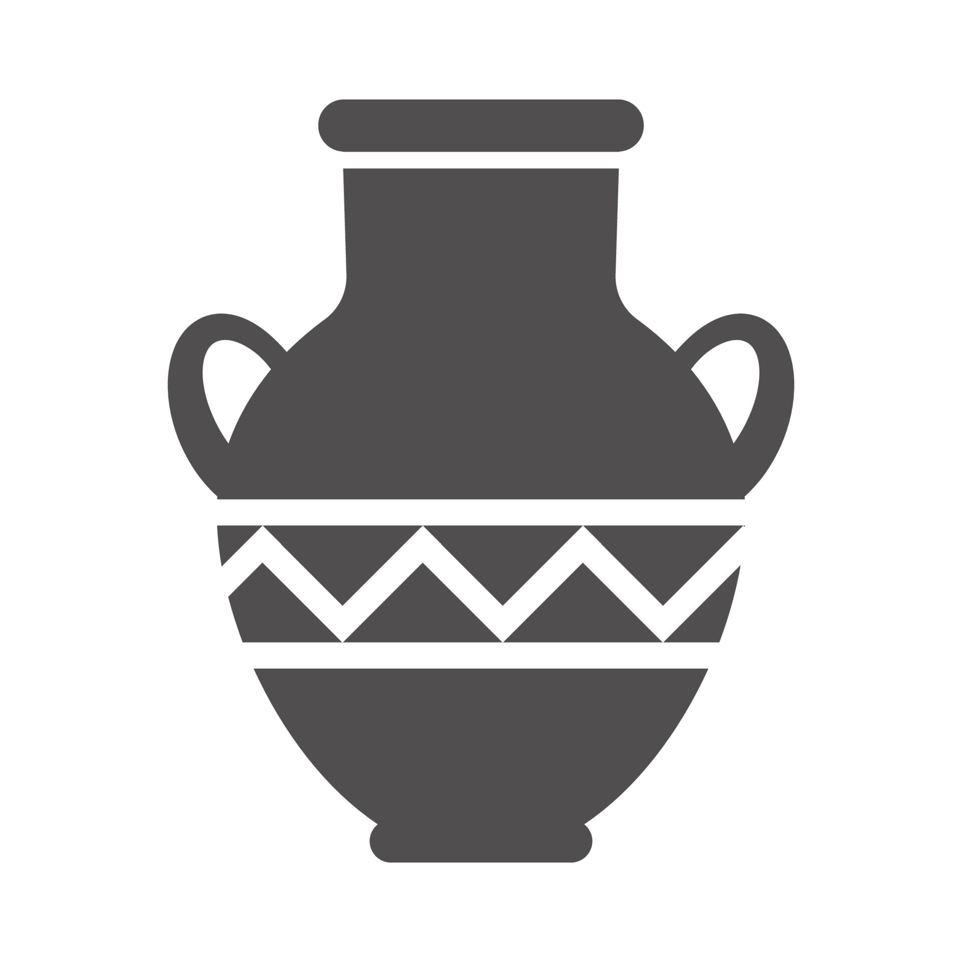 Greek vase silhouette. Ancient amphora and pot with meander pattern