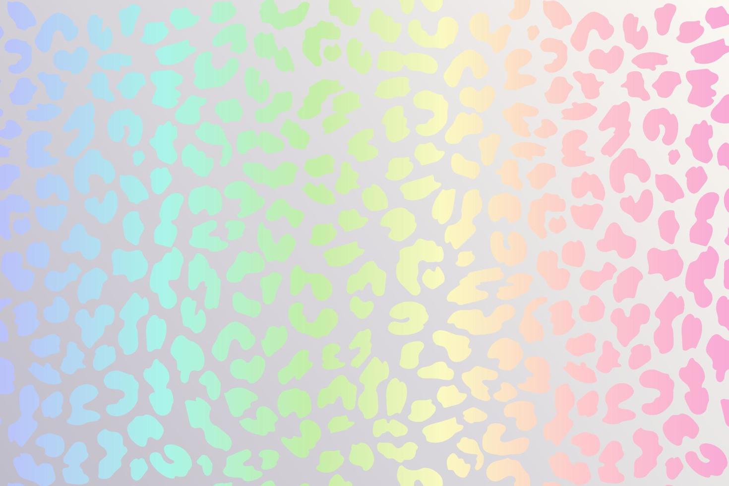 Rainbow leopard background. Holographic foil cheetah texture. Animal pattern gradient print. Vector abstract pastel illustration.