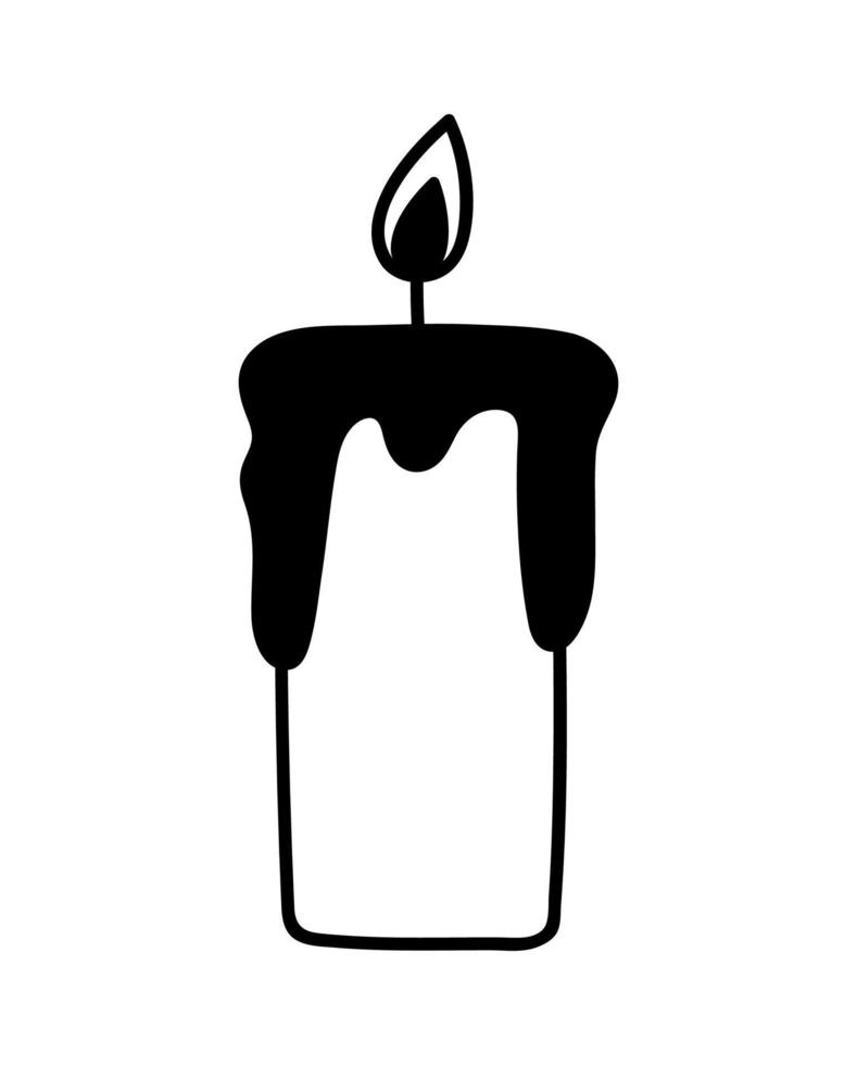 vela de contorno de garabato aislada. imágenes prediseñadas de velas dibujadas a mano. ilustración vectorial vector