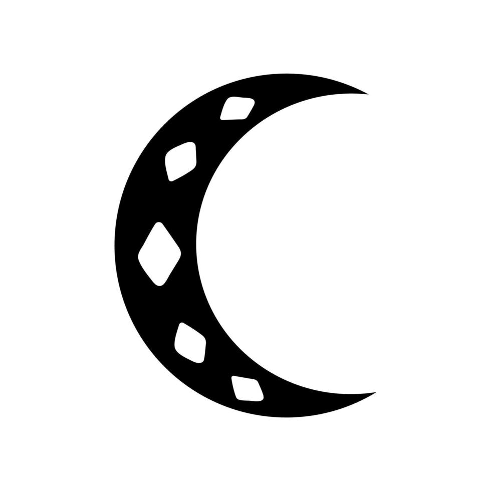 Doodle Moon Isolated Hand Drawn Crescent Moon Clip Art Vector