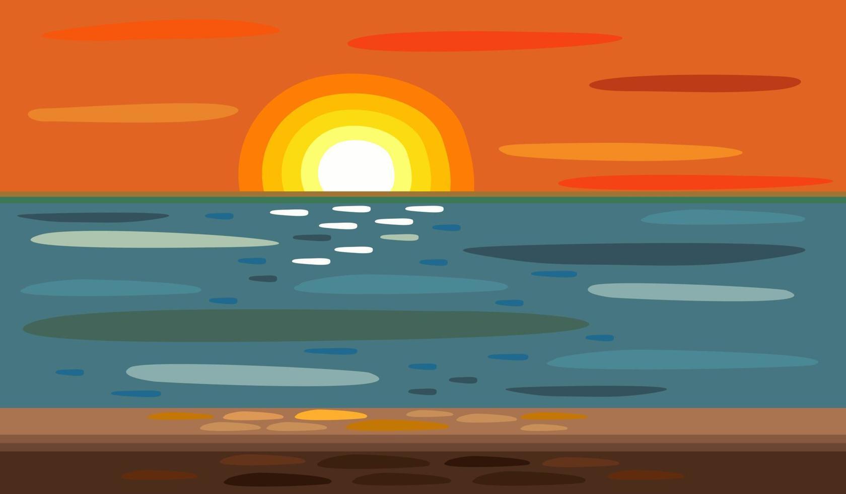 Vector bright abstract illustration of sunset.