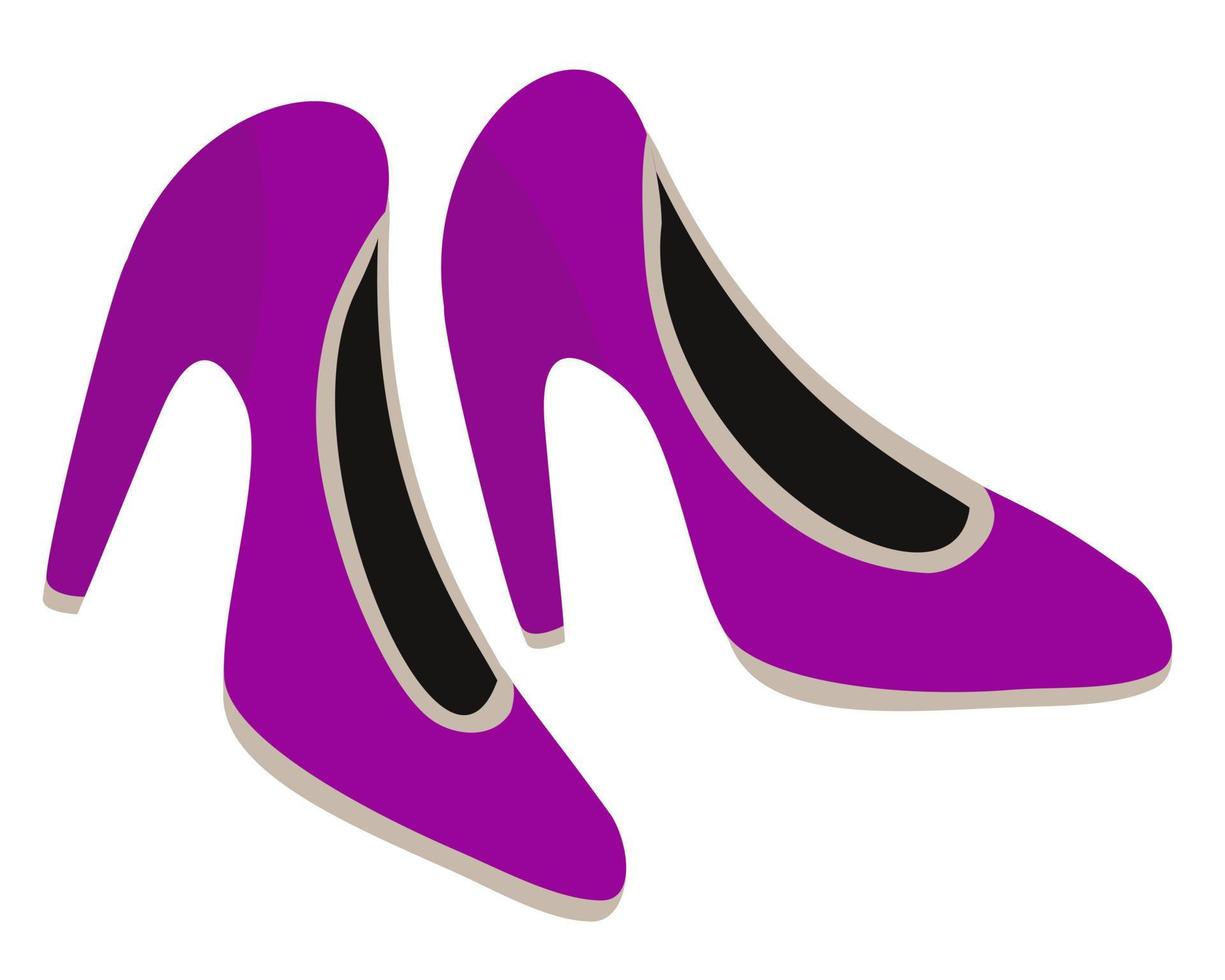 Vector isolated illustration of purple shoes with high heels.