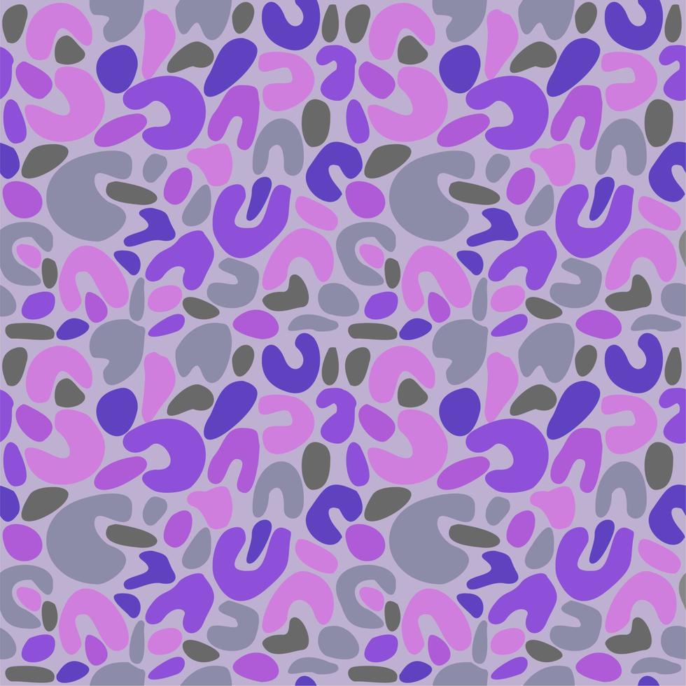 Abstract seamless spotted pattern. Pink and lilac spots on grey background. vector