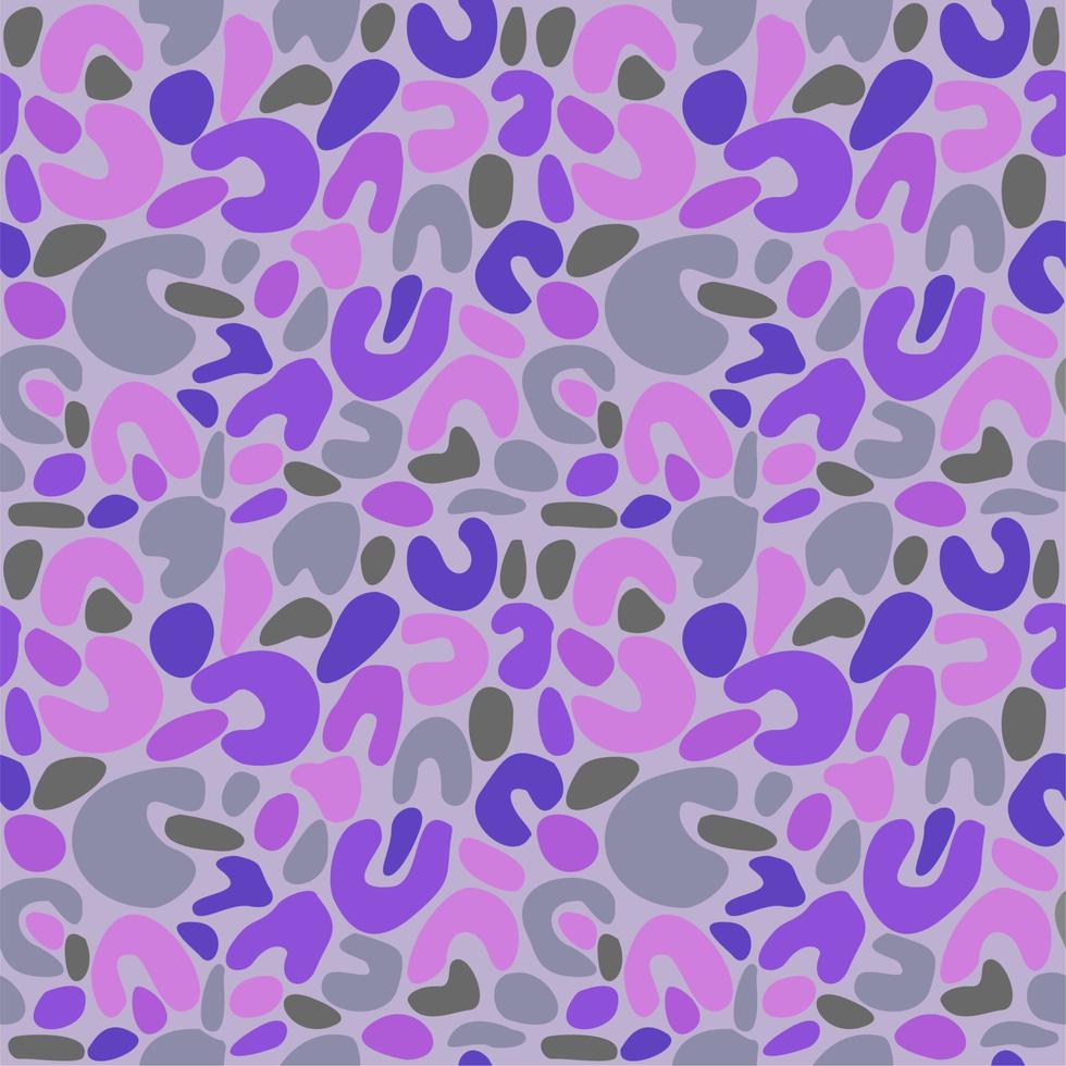 Abstract seamless spotted pattern. Pink and lilac spots on grey background. vector