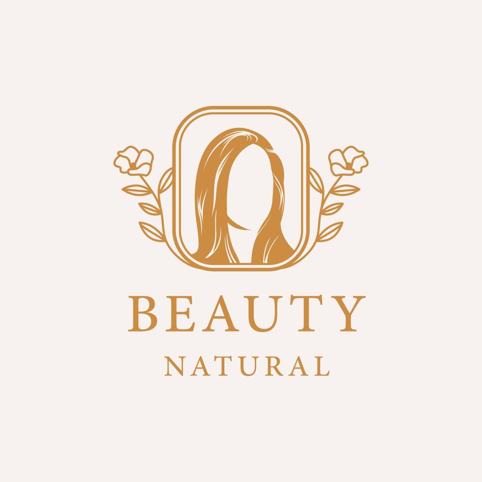Beauty woman natural line art logo design vector