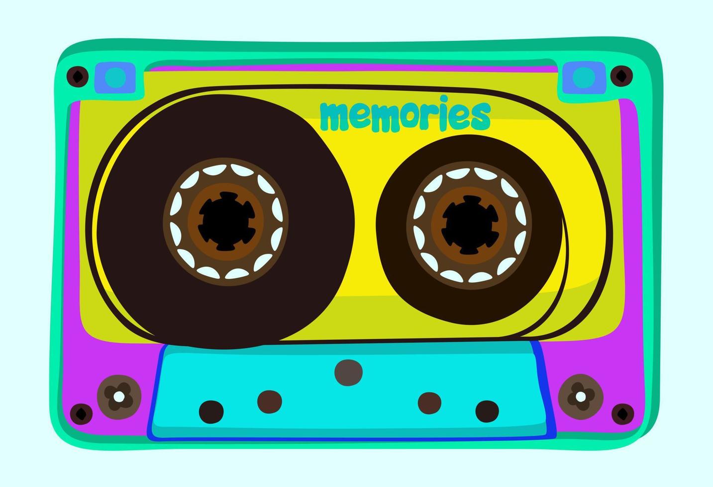 Vector bright isolated illustration of audiocassette.