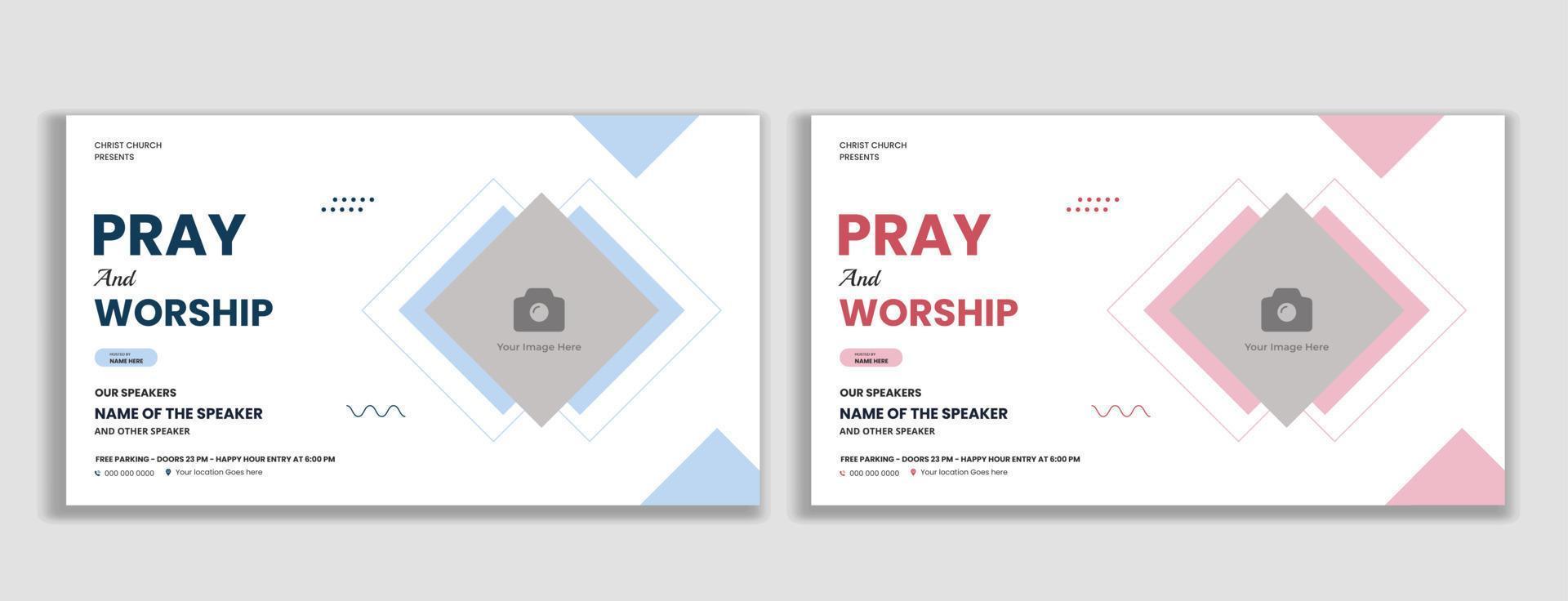 miniatura de conferencia de oración y adoración y banner web vector