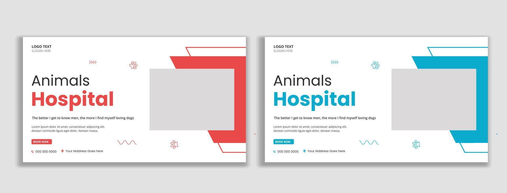 Animal hospital thumbnail and web banner template vector