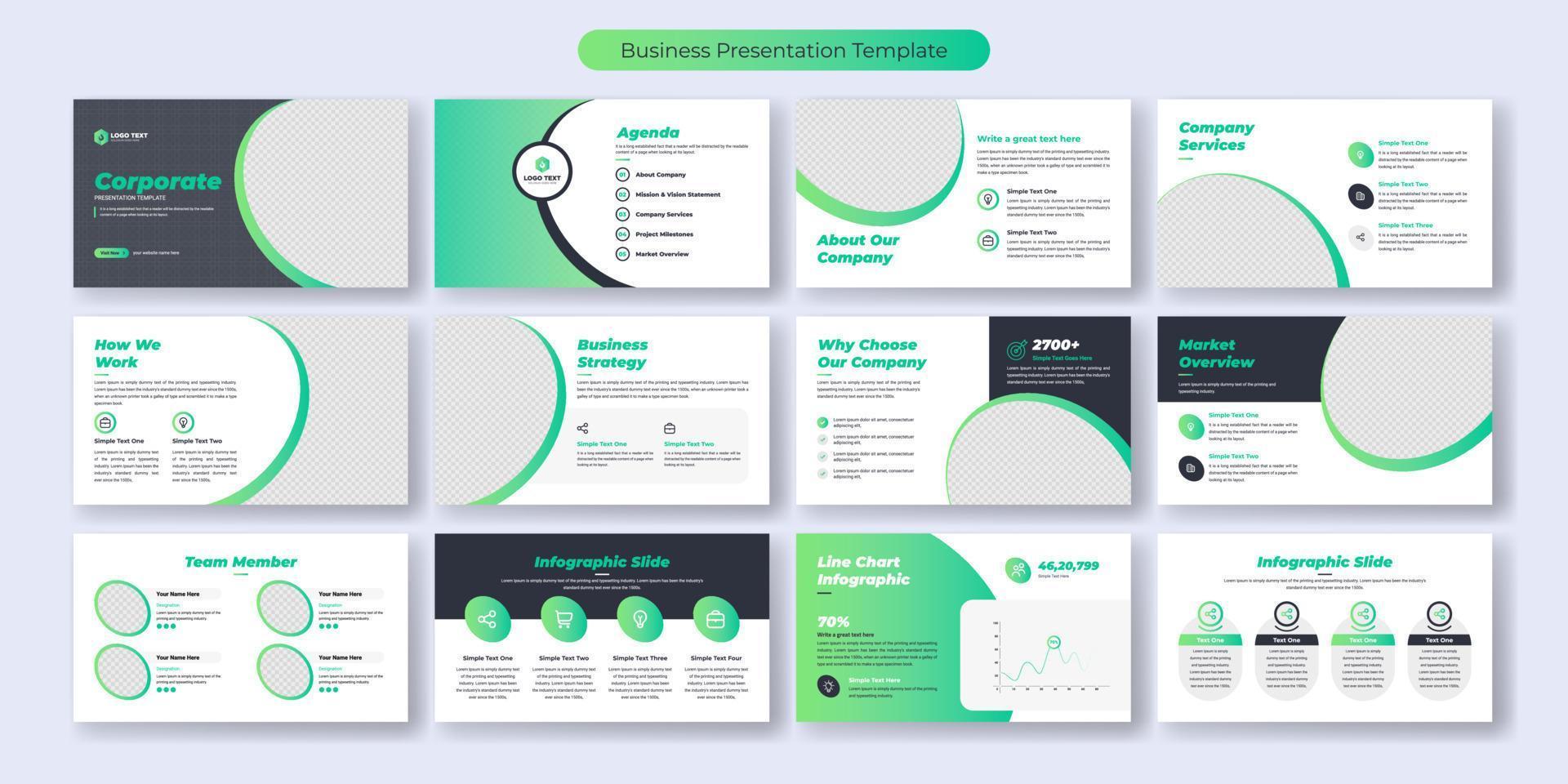 Creative business presentation slide template design set vector