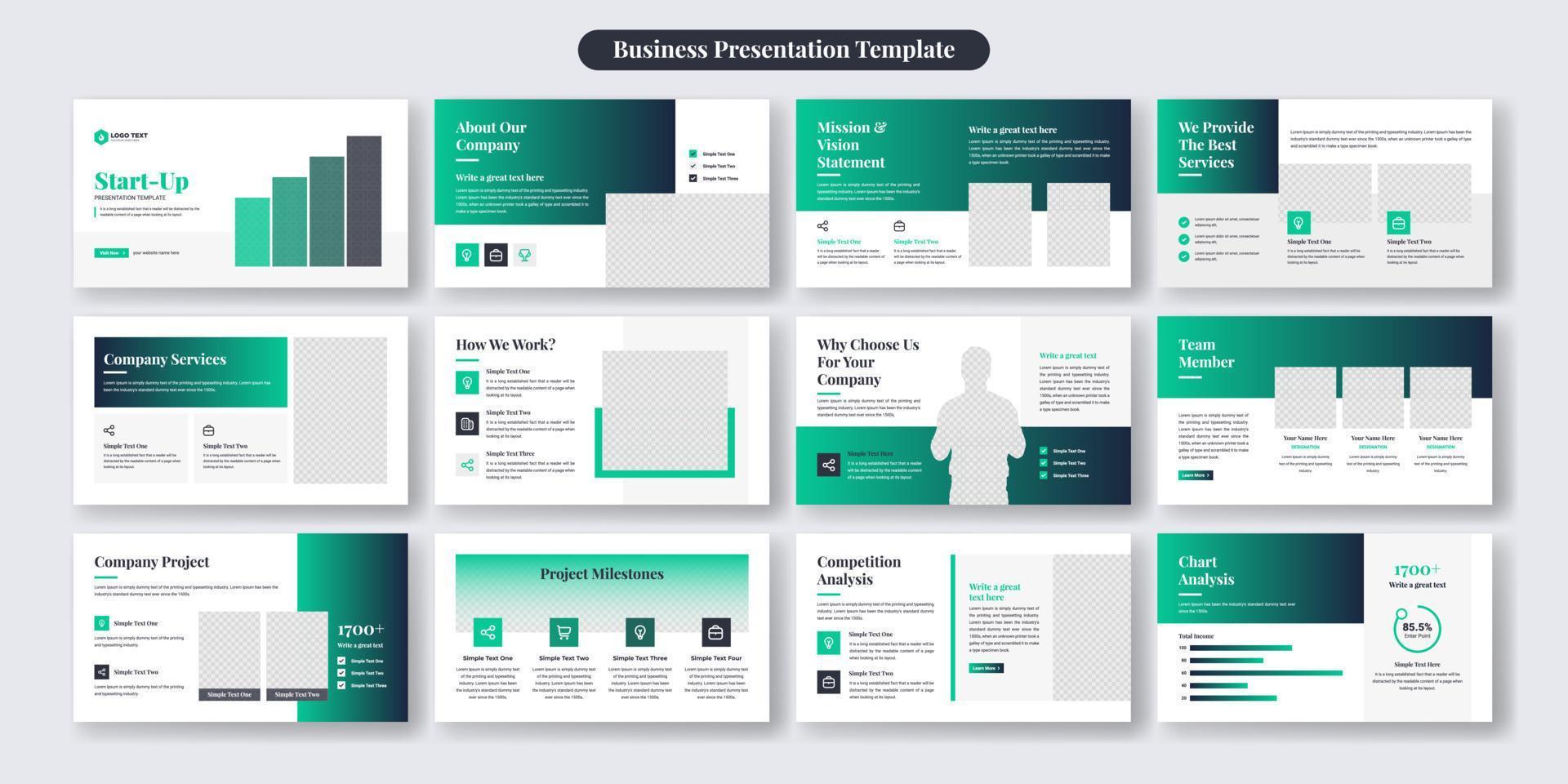 Creative business presentation slide template design set vector