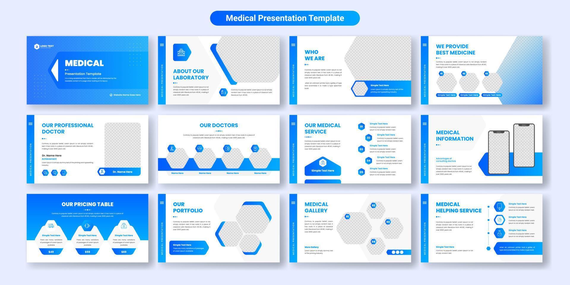 diseño de plantilla de diapositiva de presentación médica vector