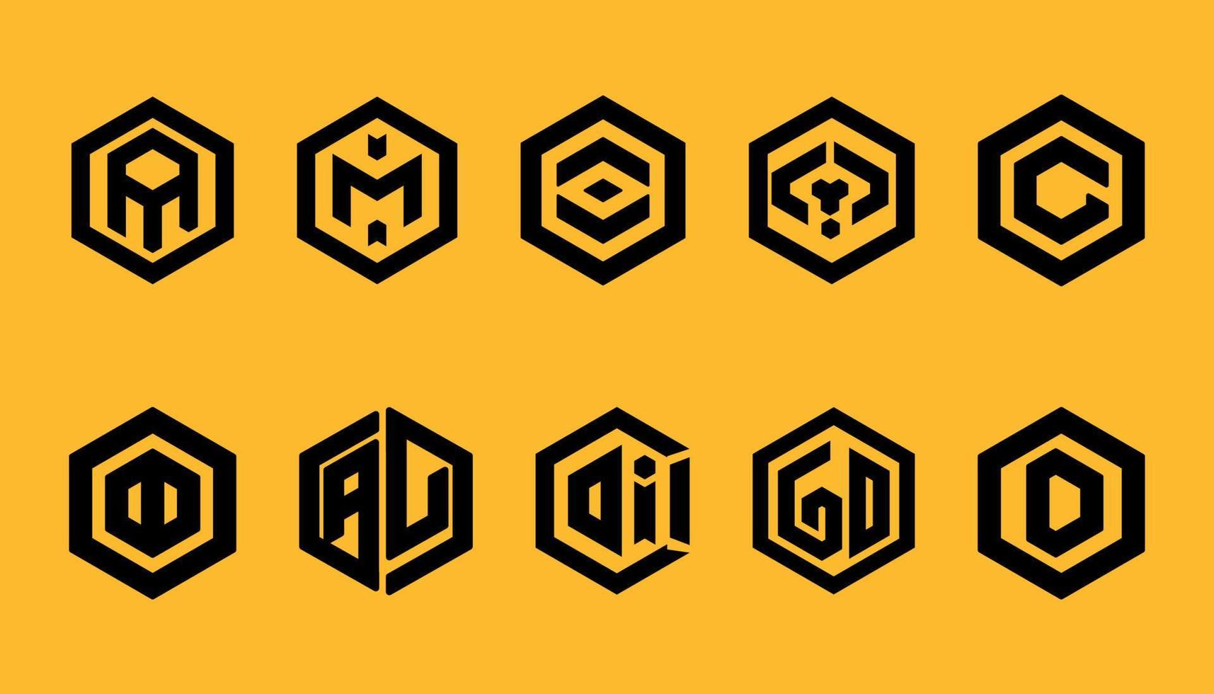 Hexagon Vector logos and design elements - abstract icons for different business