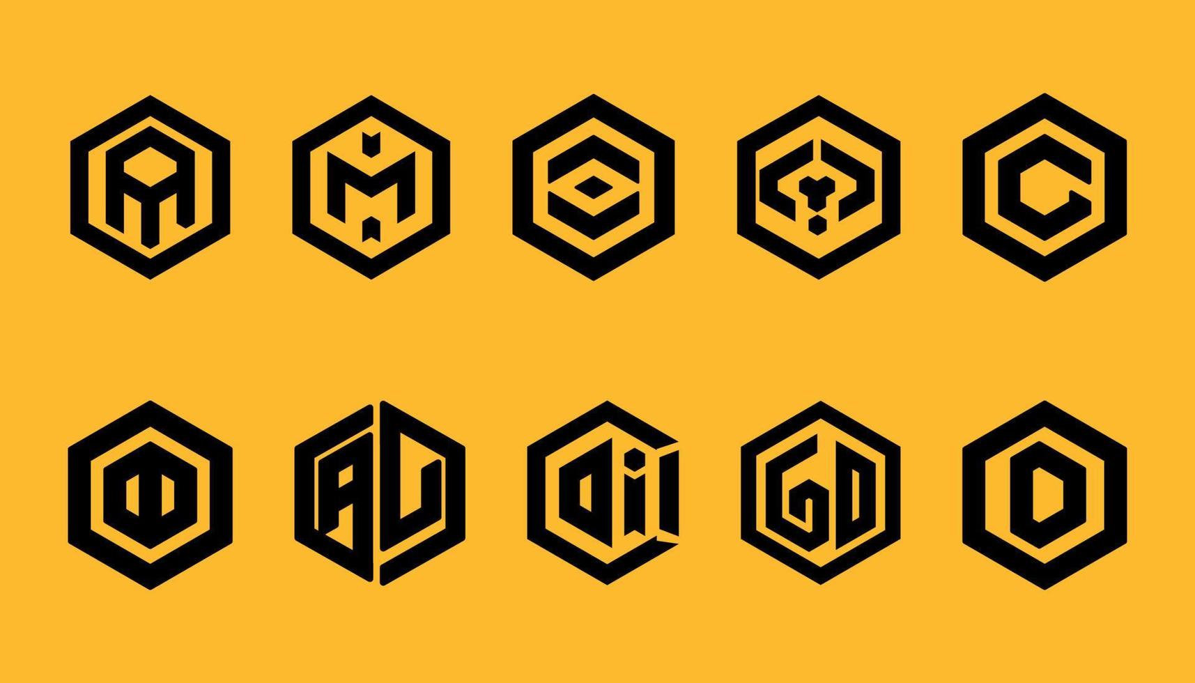 logotipos vectoriales hexagonales y elementos de diseño - iconos abstractos para diferentes negocios vector