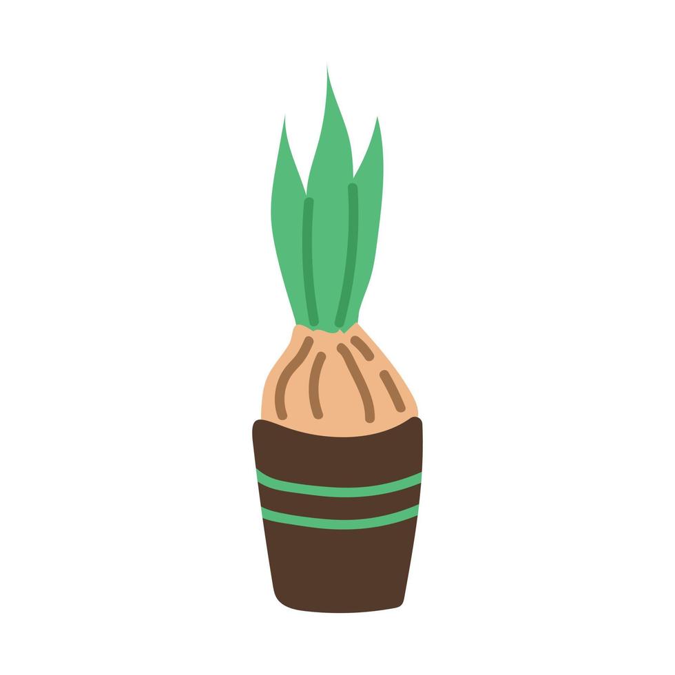 A flower bulb in a pot. Spring collection. Flat vector illustration