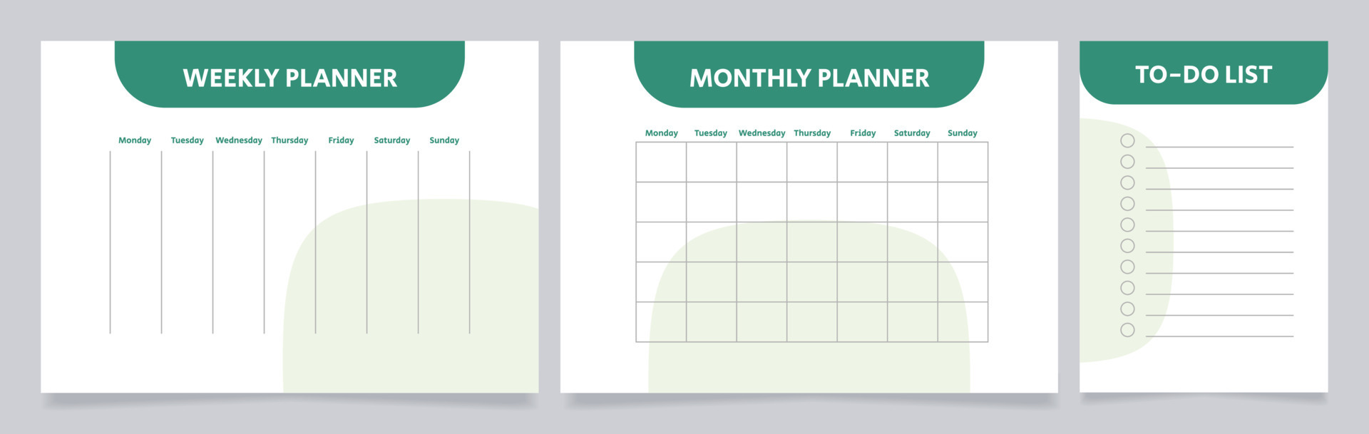 Business planning worksheet design templates set. Printable goal