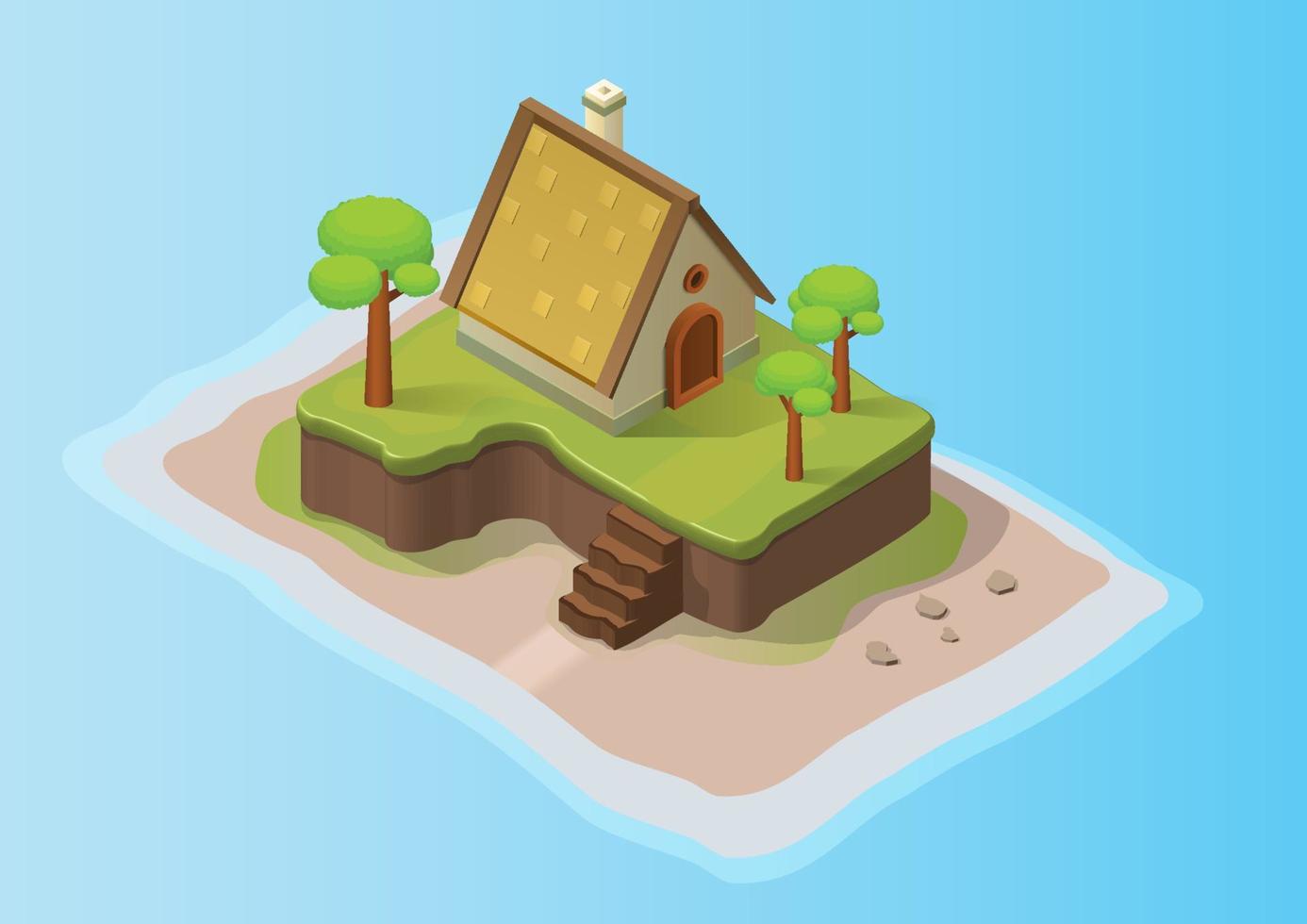 isometric beautiful island with resort house vector