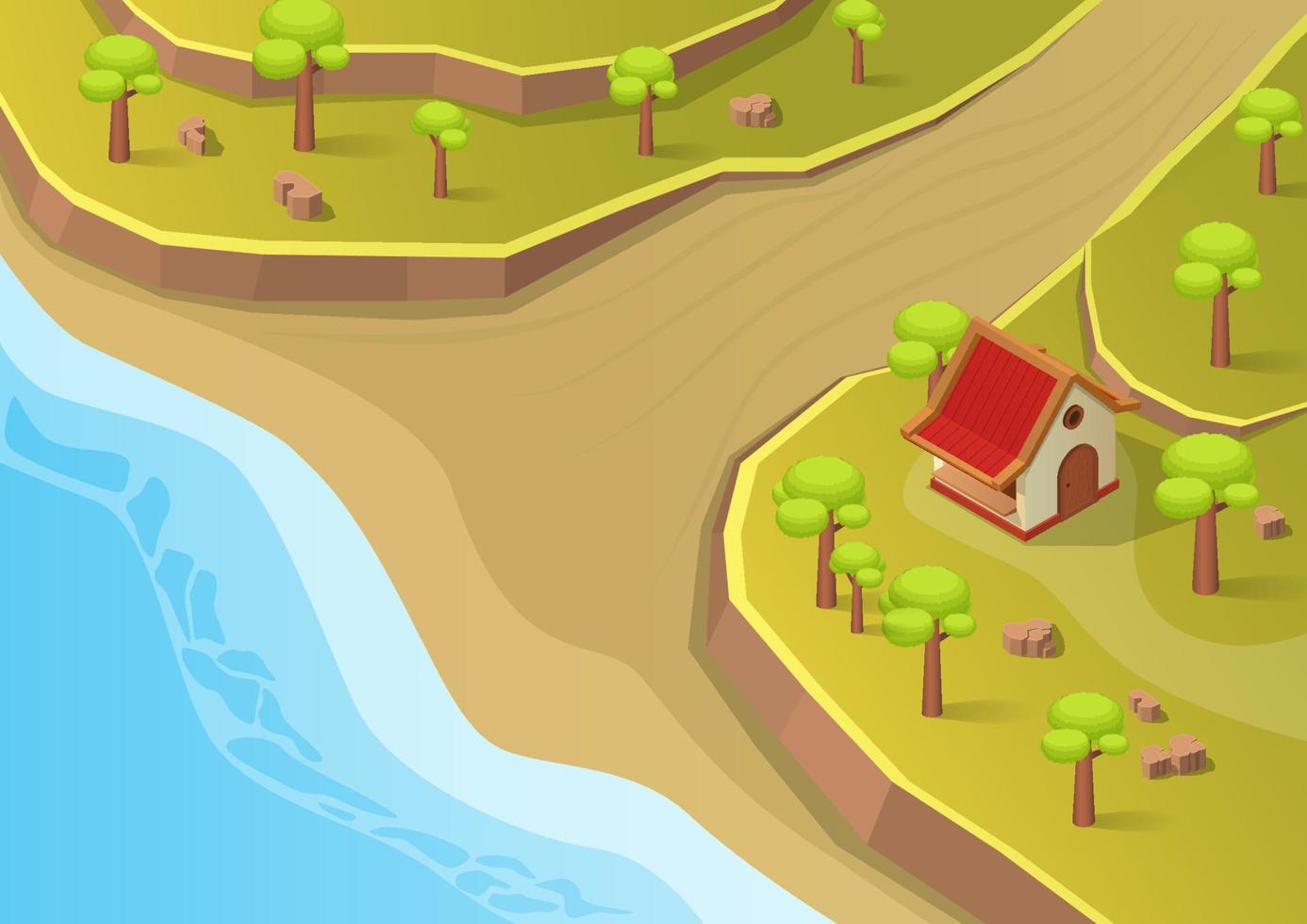 isometric coast village vector