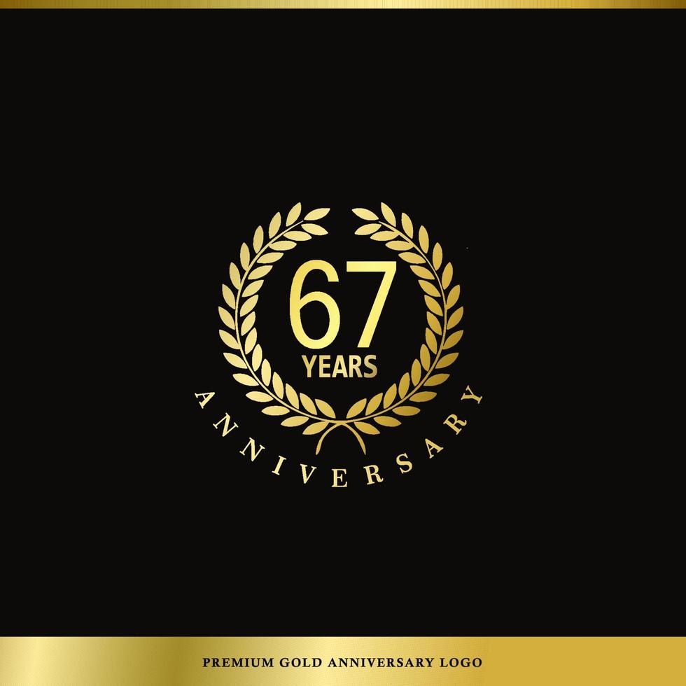 logotipo de lujo aniversario 67 años utilizado para hotel, spa, restaurante, vip, moda e identidad de marca premium. vector