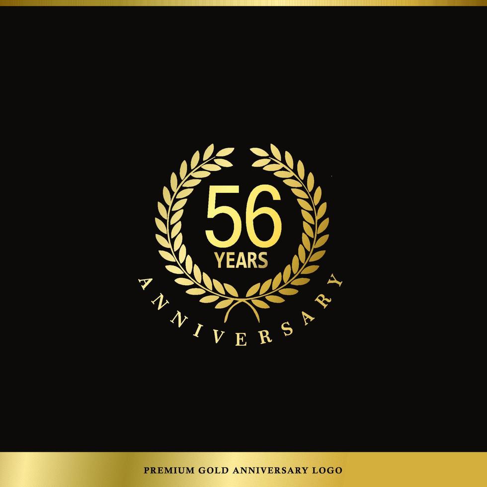 Luxury Logo Anniversary 56 Years Used for hotel, Spa, Restaurant, VIP, Fashion and Premium brand identity. vector