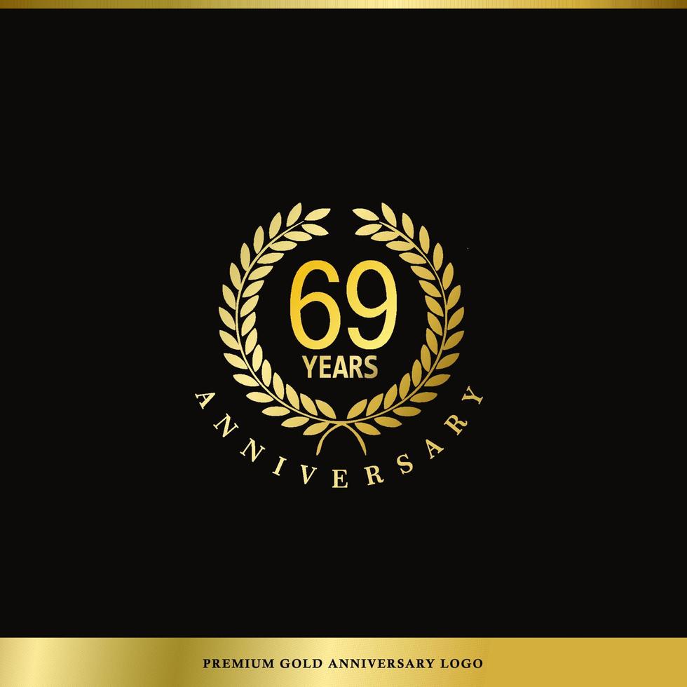 Luxury Logo Anniversary 69 Years Used for hotel, Spa, Restaurant, VIP, Fashion and Premium brand identity. vector