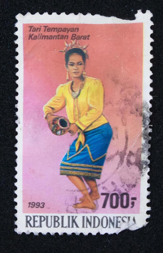 Sidoarjo, Jawa timur, Indonesia, 2022 - philately, a collection of stamps with the theme of jars dance images, West Kalimantan photo