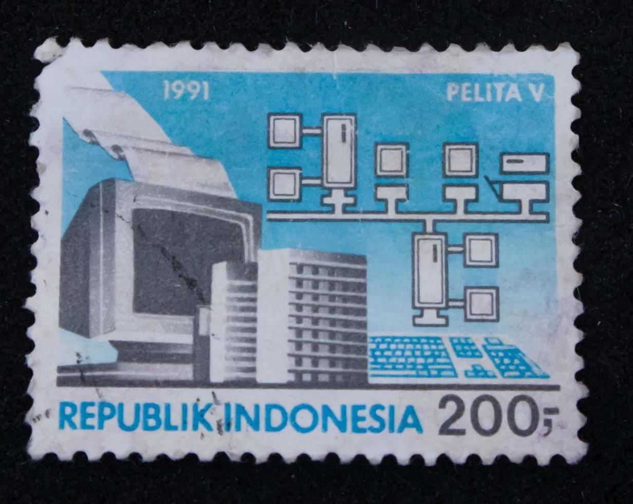 Sidoarjo, Jawa timur, Indonesia, 2022 - philately, a collection of stamps with the theme of server structure illustration images photo