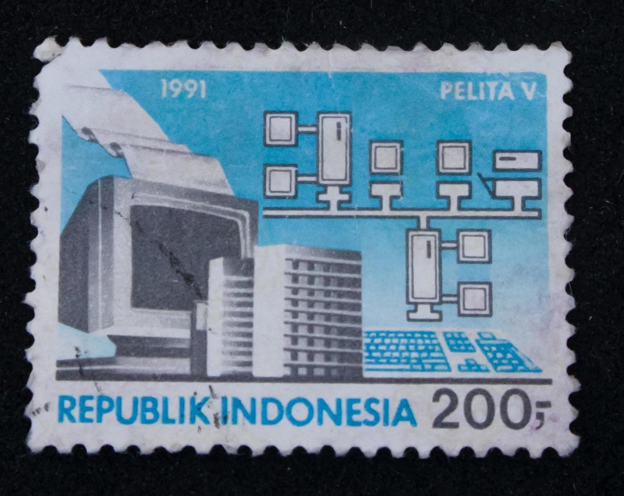 Sidoarjo, Jawa timur, Indonesia, 2022 - philately, a collection of stamps with the theme of server structure illustration images photo