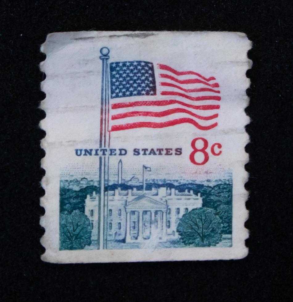 Sidoarjo, Jawa timur, Indonesia, 2022 - philately with the theme of the white house and the united states flag illustration photo