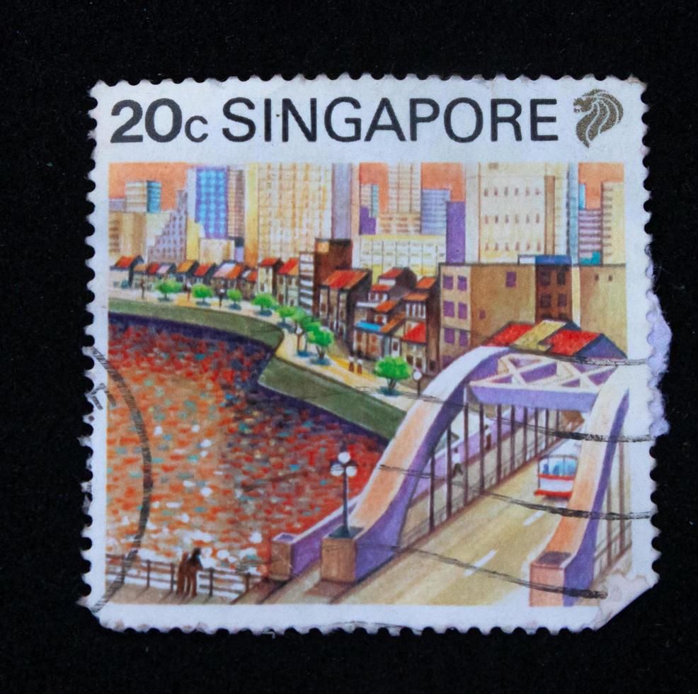 Sidoarjo, Jawa timur, Indonesia, 2022 - philately with the theme of the city of Singapore illustration photo