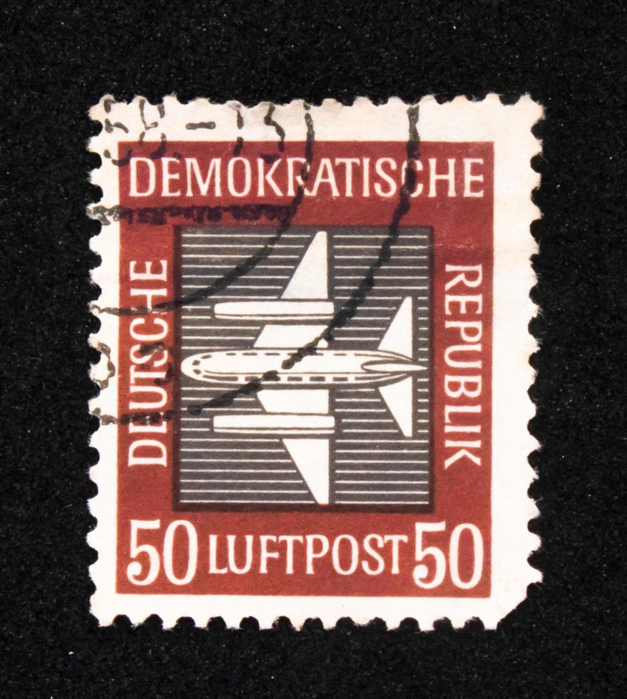 Sidoarjo, Jawa timur, Indonesia, 2022 - Stamp collection philately with the theme of a jet airplane illustration photo