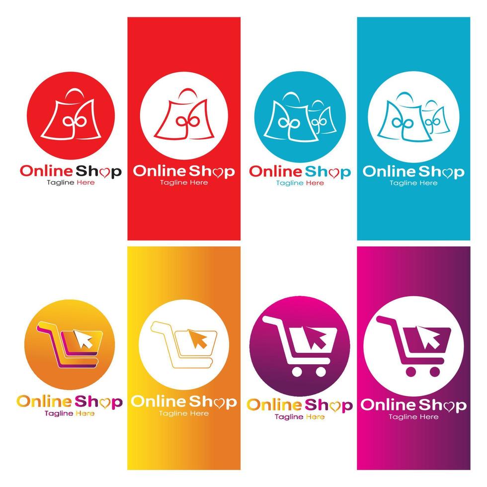 e-commerce logo shopping bag and online shopping cart and online shop logo design with modern concept vector