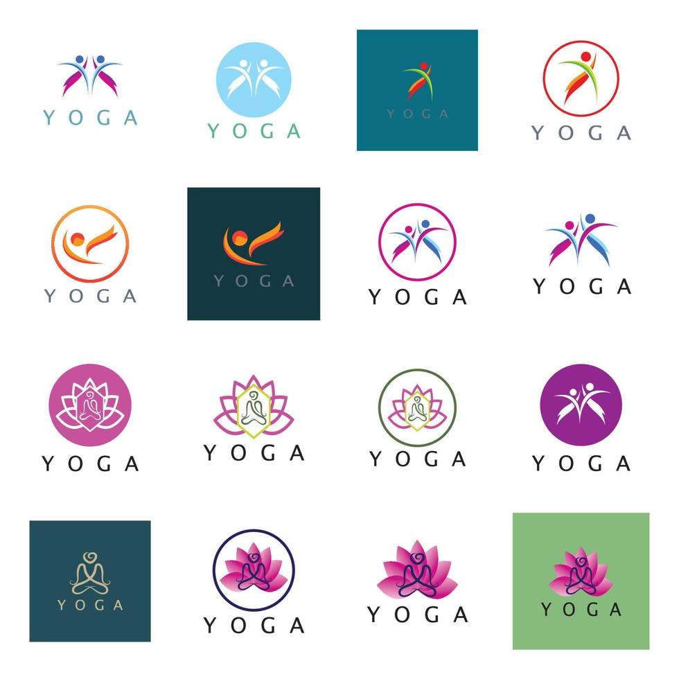 logo design of people doing yoga symbol icon illustration vector