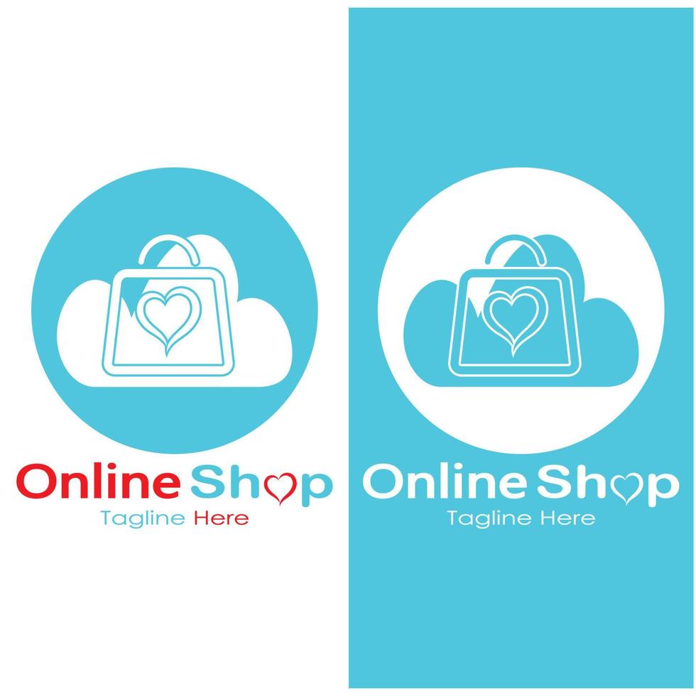 e-commerce logo shopping bag and online shopping cart and online shop logo design with modern concept vector