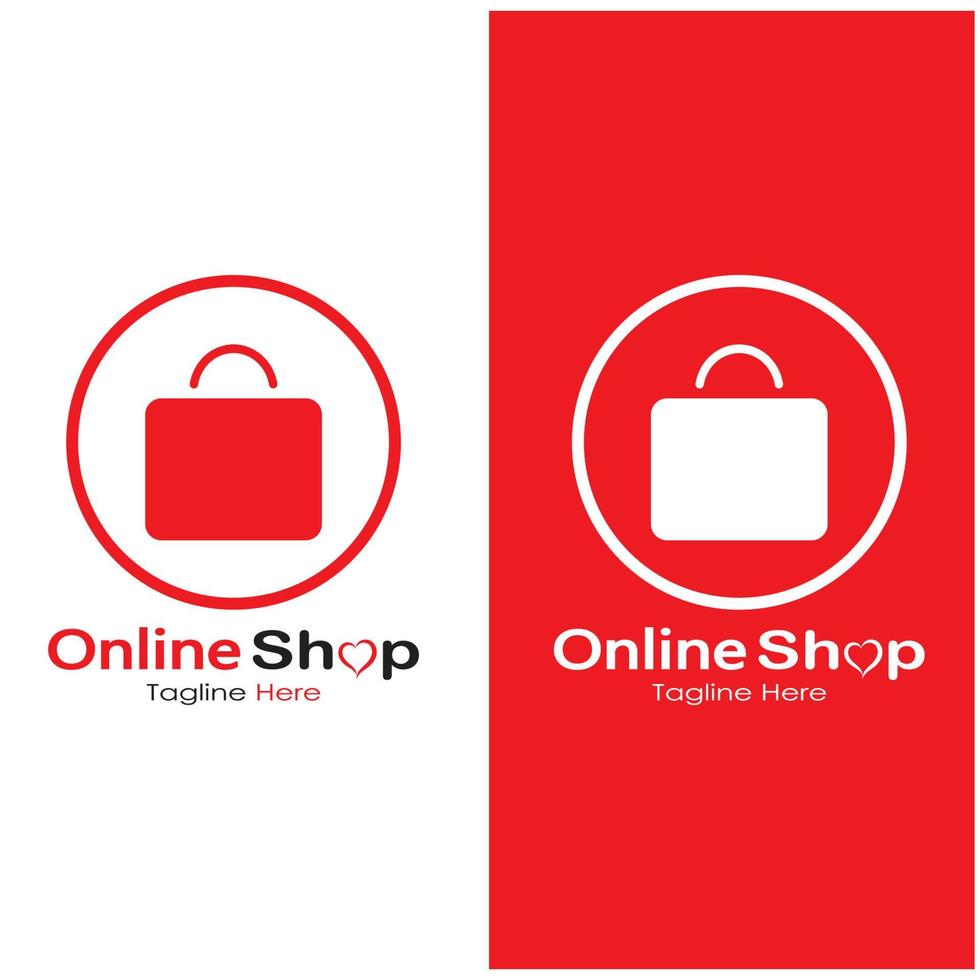 e-commerce logo shopping bag and online shopping cart and online shop logo design with modern concept vector