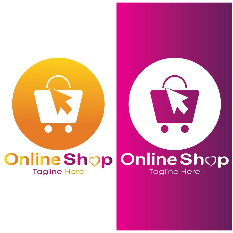 e-commerce logo shopping bag and online shopping cart and online shop logo design with modern concept vector