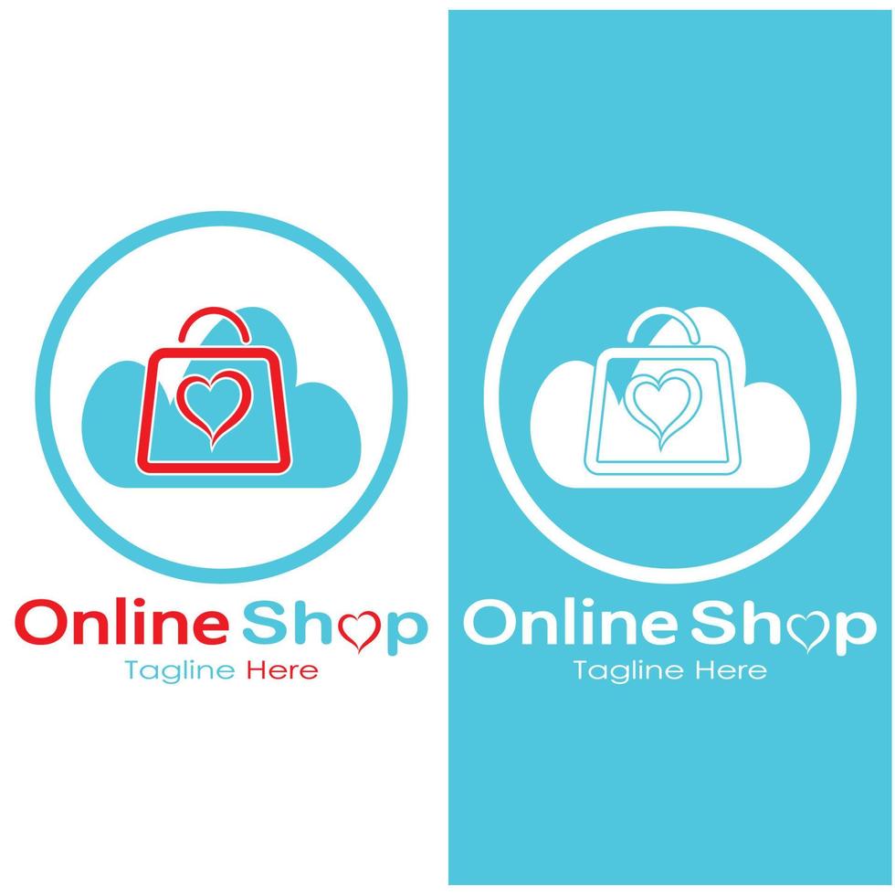 e-commerce logo shopping bag and online shopping cart and online shop logo design with modern concept vector