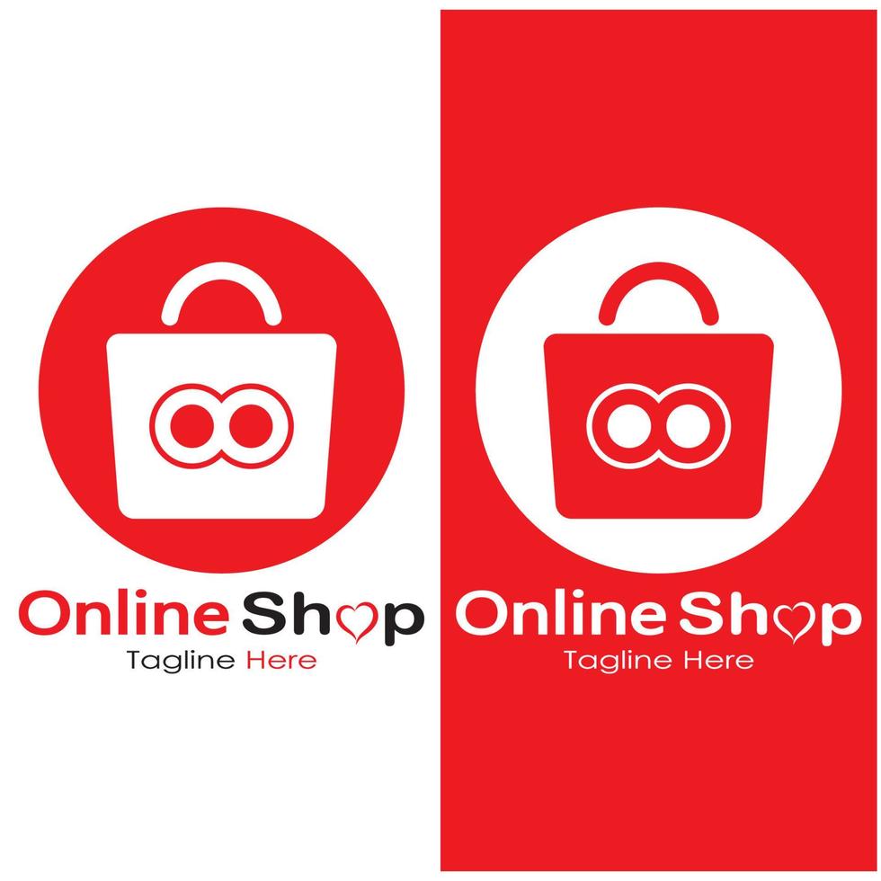 e-commerce logo shopping bag and online shopping cart and online shop logo design with modern concept vector