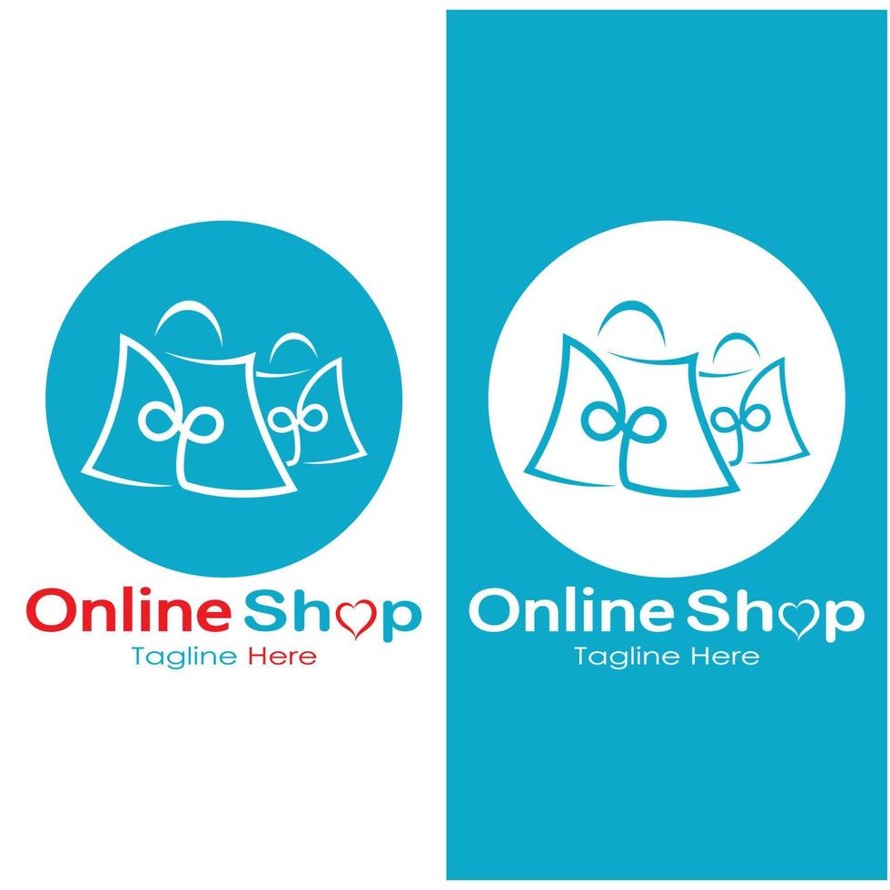 bolsa de compras con logotipo de comercio electrónico y carrito de compras en línea y diseño de logotipo de tienda en línea con un concepto moderno vector