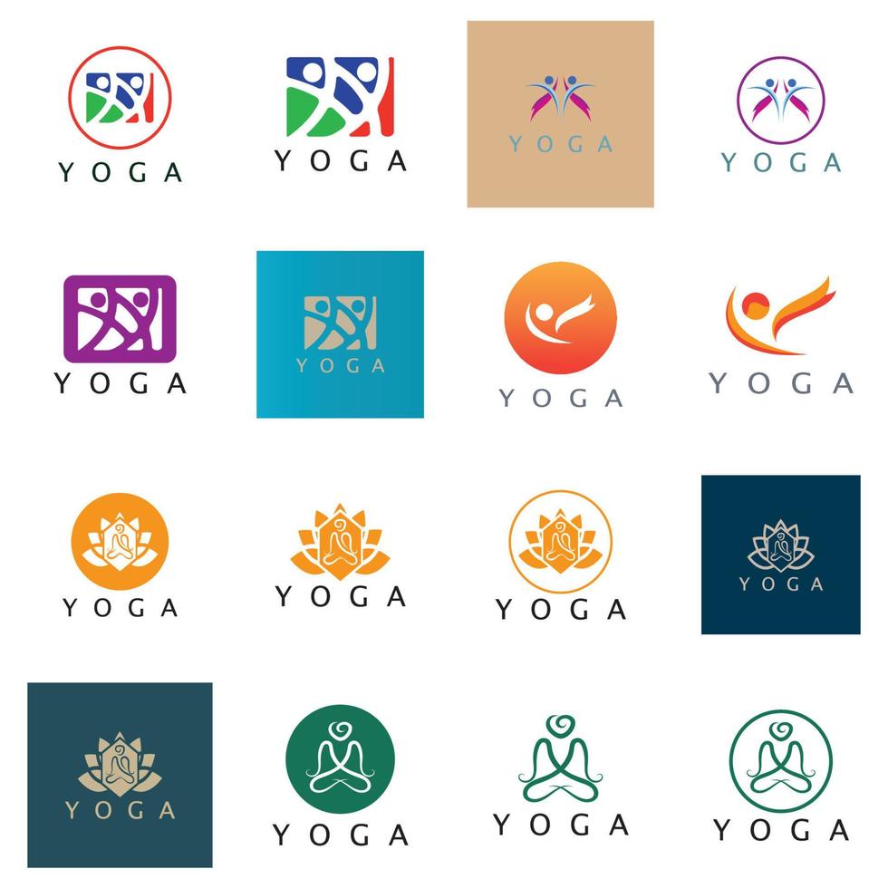 logo design of people doing yoga symbol icon illustration vector