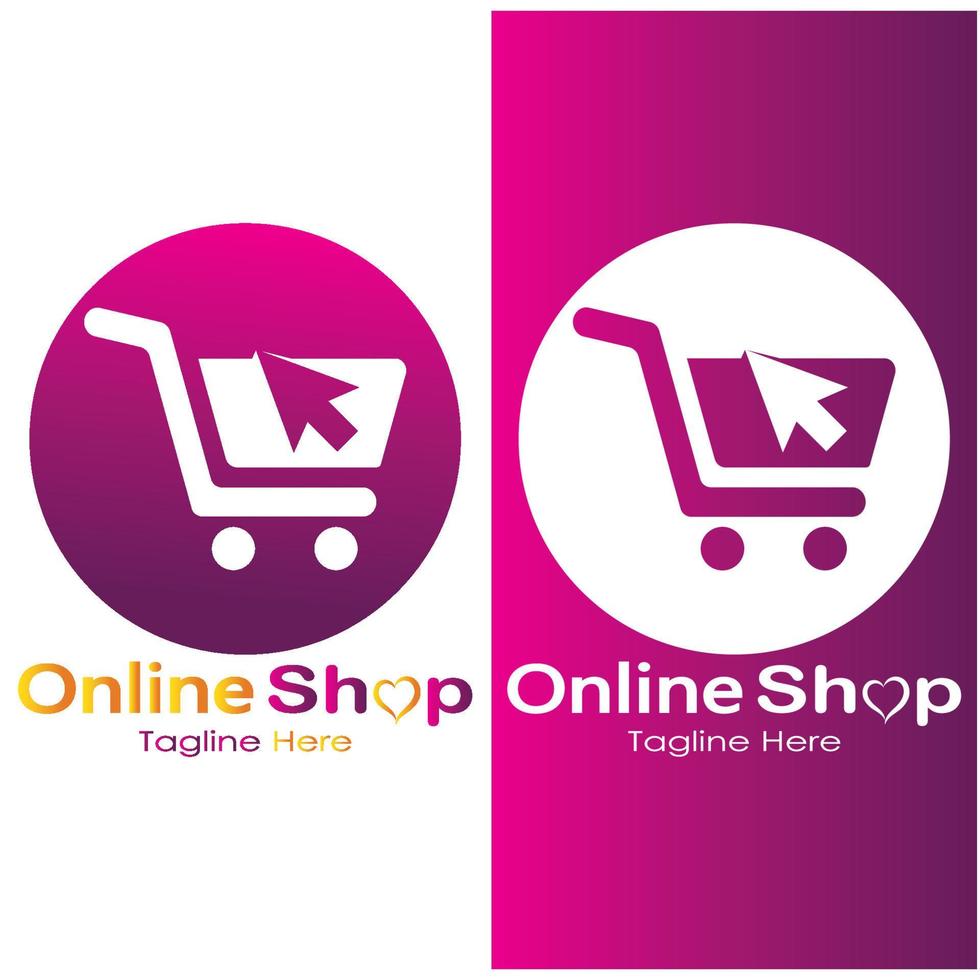 e-commerce logo shopping bag and online shopping cart and online shop logo design with modern concept vector