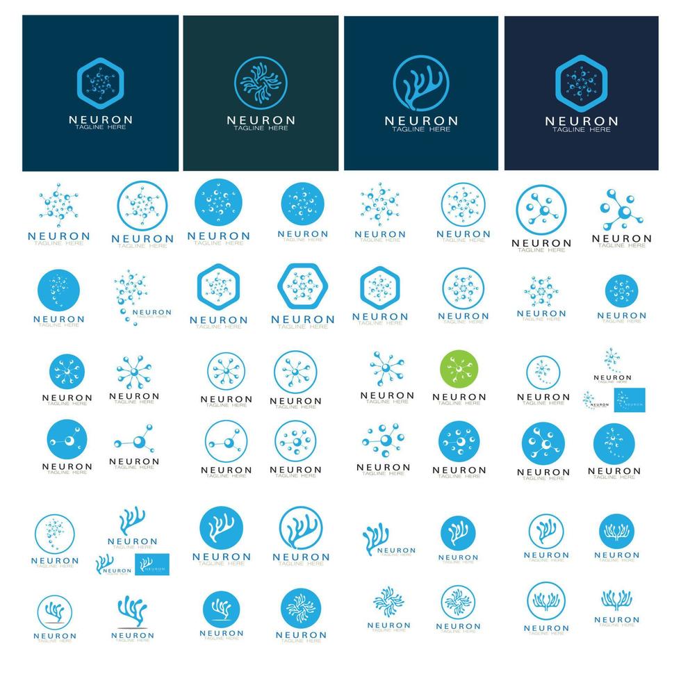 Neuron logo or nerve cell logo design,molecule logo illustration template icon with vector concept