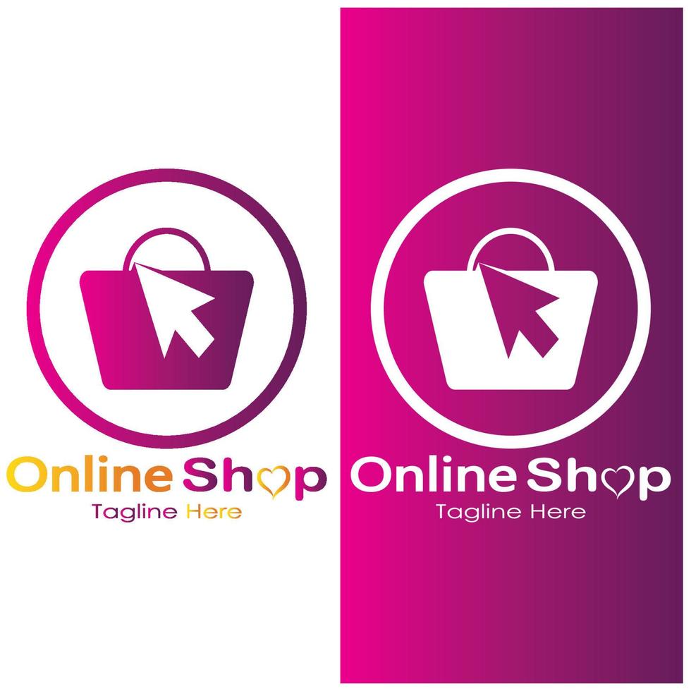 e-commerce logo shopping bag and online shopping cart and online shop logo design with modern concept vector