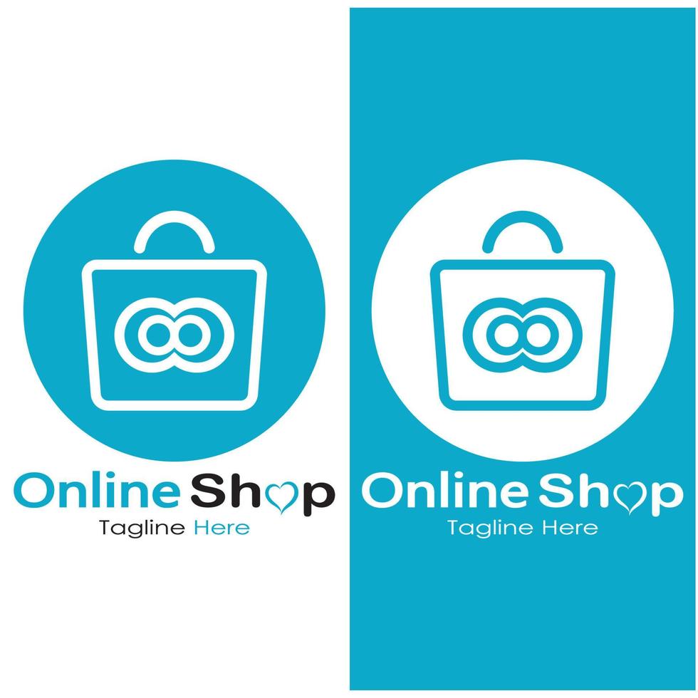 e-commerce logo shopping bag and online shopping cart and online shop logo design with modern concept vector