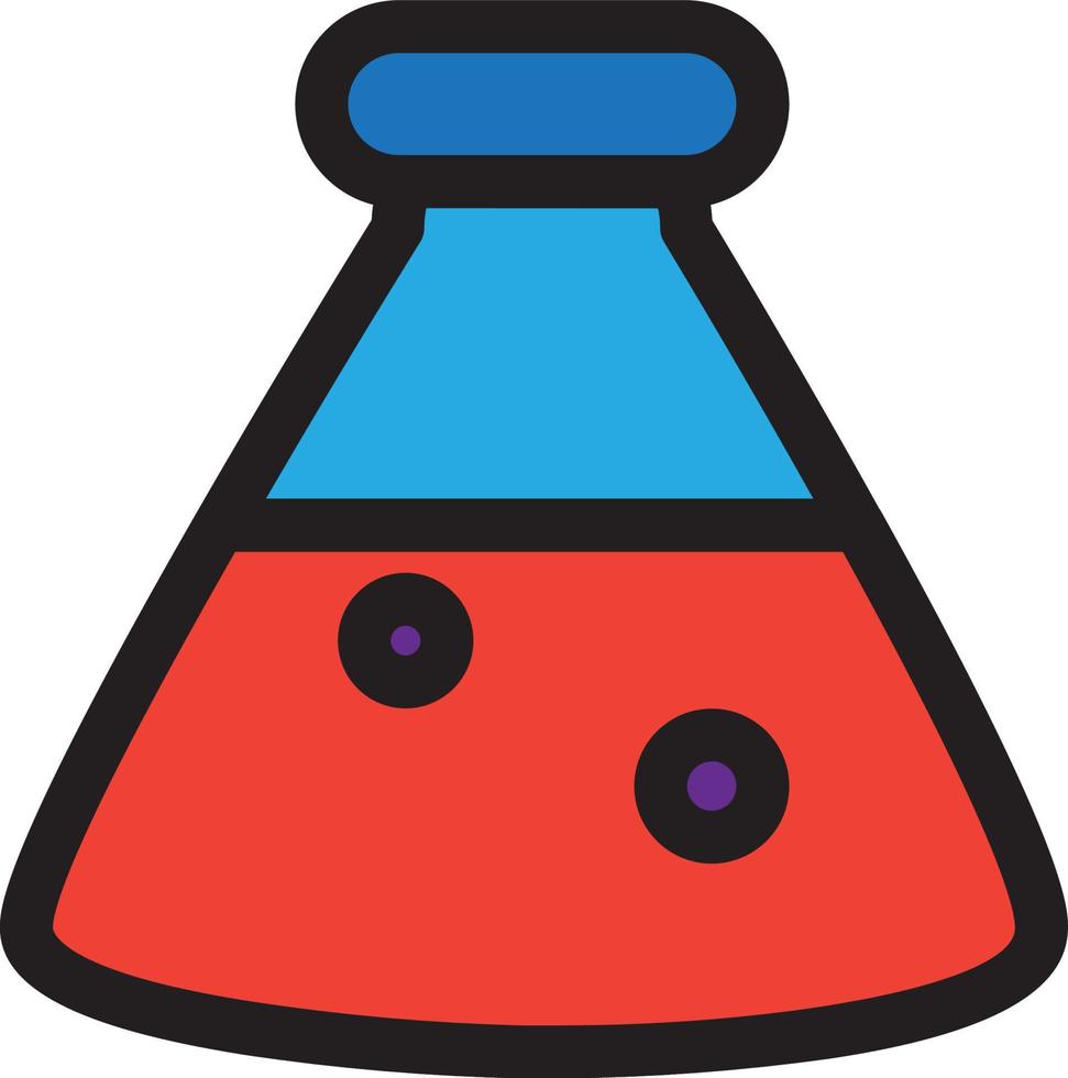 Líquido químico en vector de icono de matraz de laboratorio