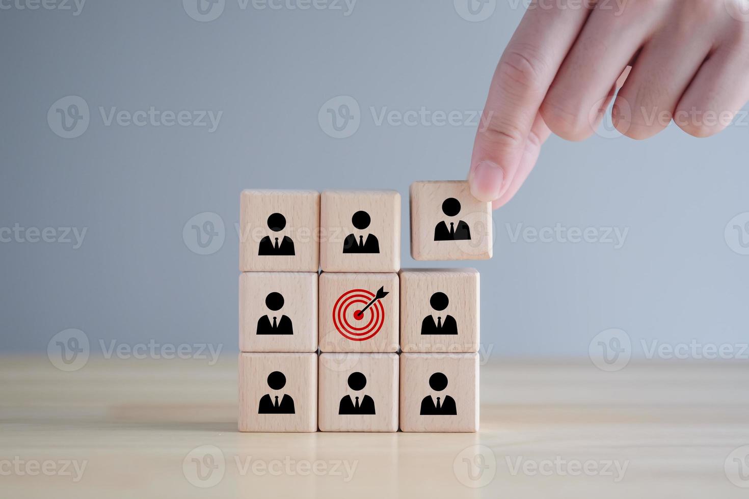 Teamwork, Goal and target, Human resources management, Recruitment business hiring concept. Recruiter complete team by one person, Finding leader or professional staff. successful team. photo