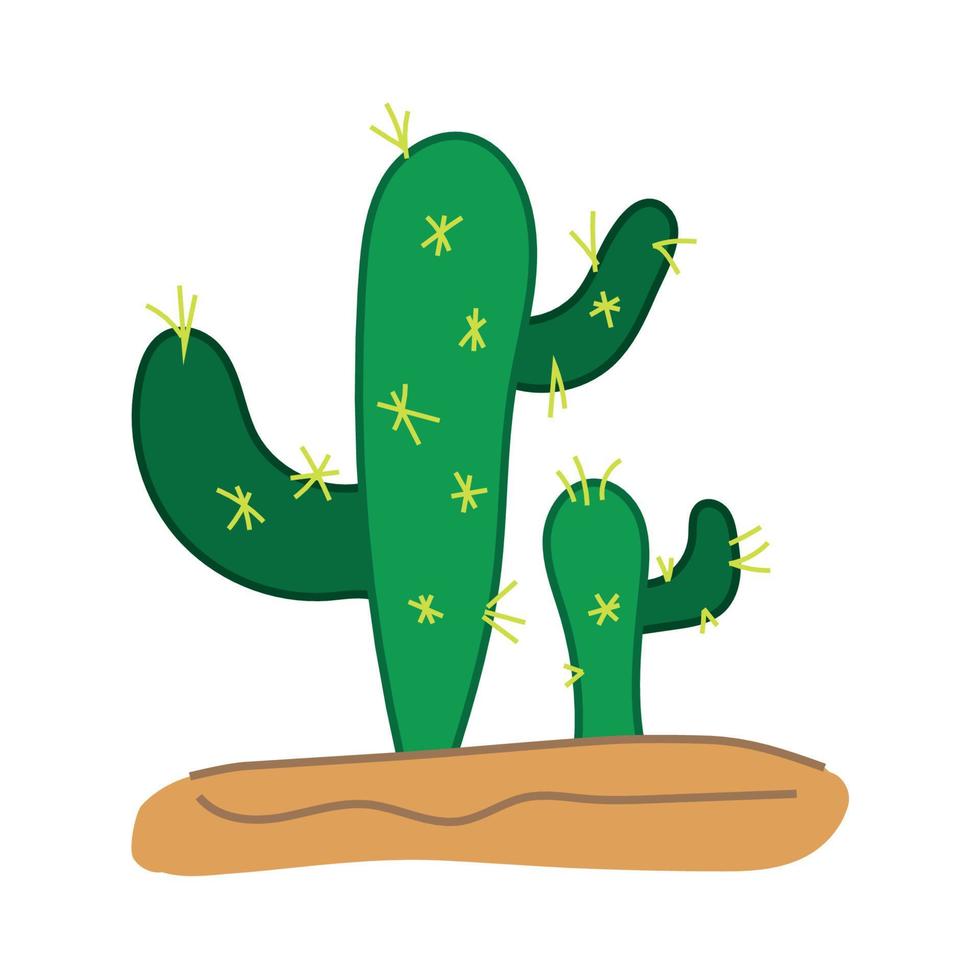 Hand Drawn Cactus in Desert with flowers vector