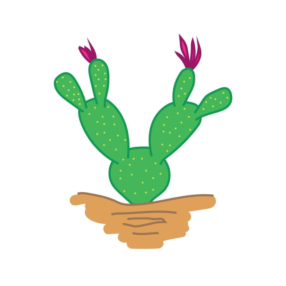 Hand Drawn Cactus in Desert vector