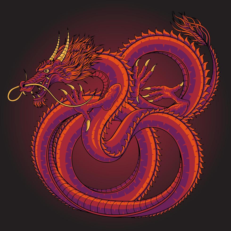 dragón japonés para tatuaje. dragón vector asiático tradicional tatuaje