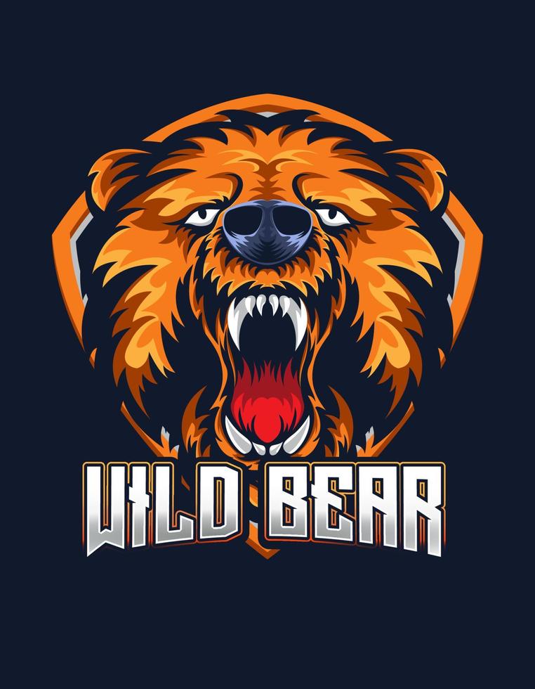Bear mascot e-sport gaming logo vector design