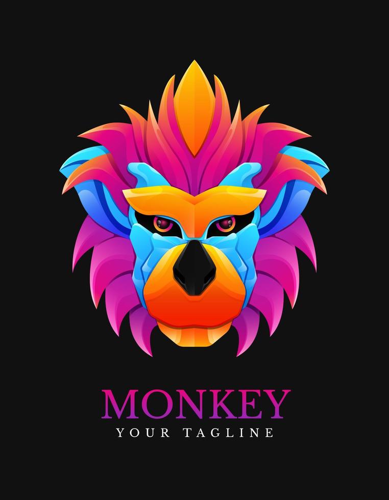 Monkey Head Colorful gradient design vector